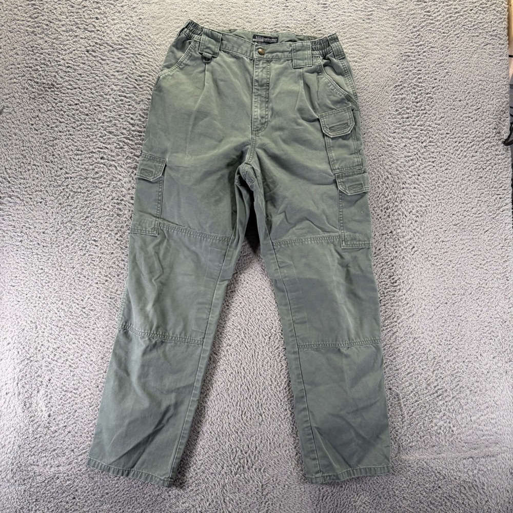 5.11 Tactical Pants Men's 32x32 Green Cotton Canvas Cargo Straight Leg Workwear